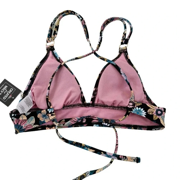 NWT Salt + Cove Juniors' in Full Bloom Strappy Bikini Top Floral Black Size S - Picture 6 of 12